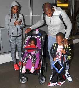 Chris Paul with wife and kids at LAX